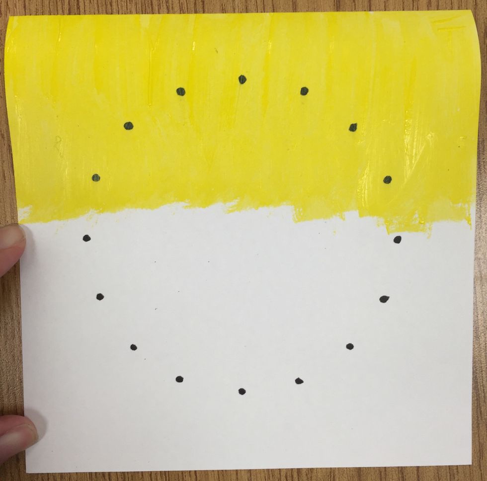 Begin by painting with your lightest color a little less than halfway down from the top, as pictured.  When finished, wash out brush and wait for next direction.