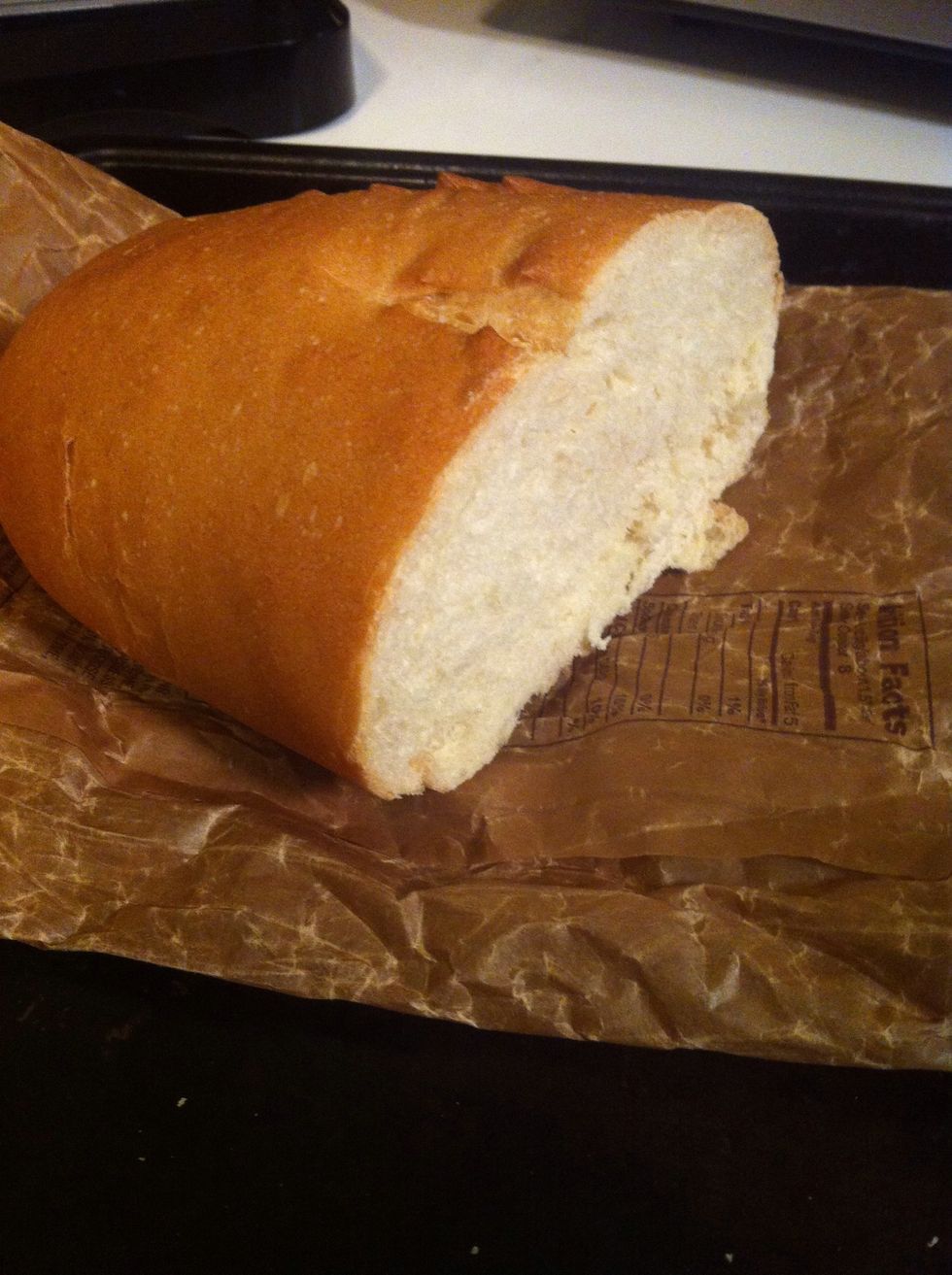 Begin by preheating your oven to ~300 degrees Fahrenheit. Awesome, now here's a simple piece of an Italian loaf. If you're really in need of scrapping together some food, ANY bread is sufficient\ud83d\ude38\ud83d\udc4c