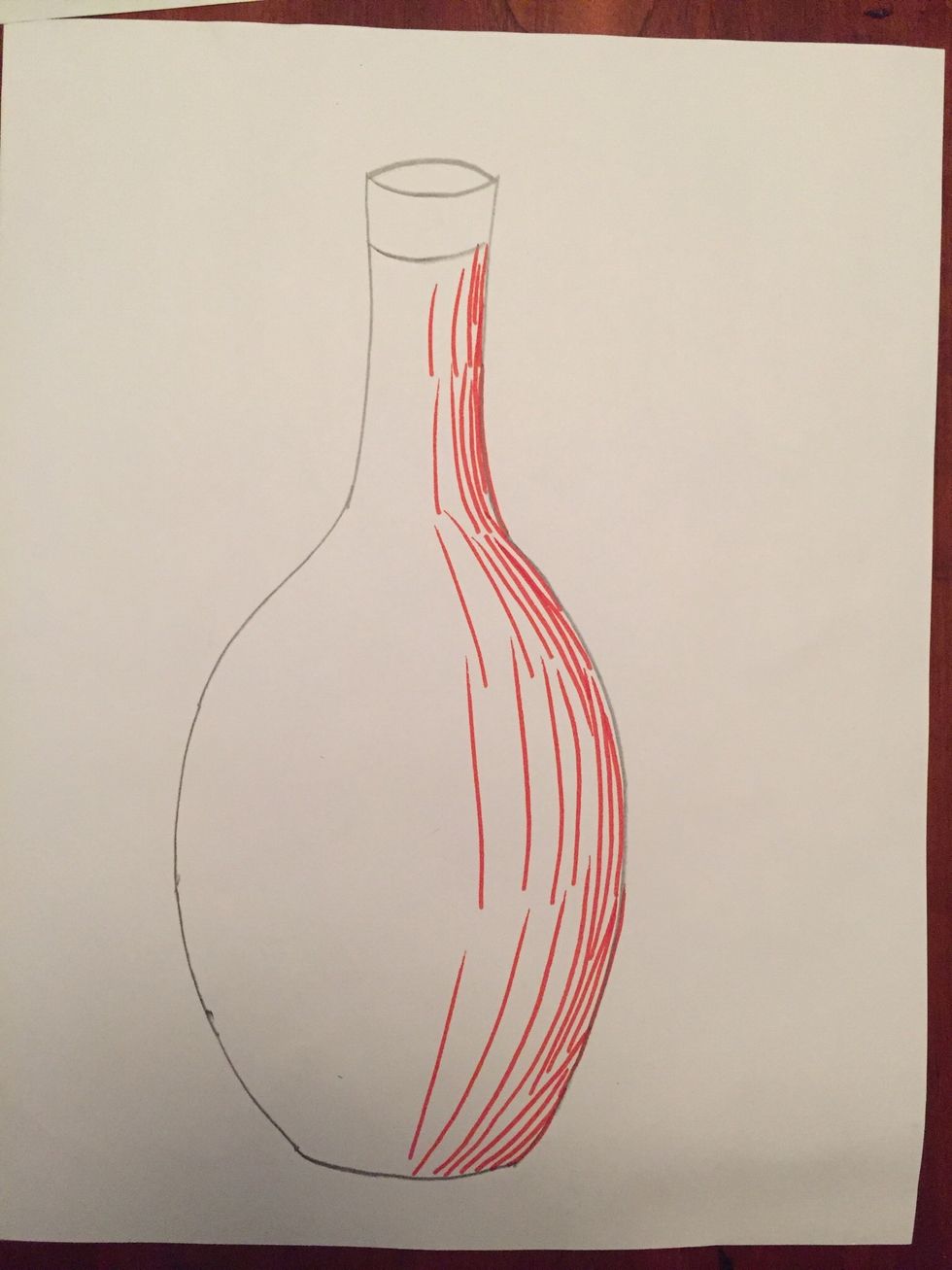 Begin creating value by spreading the lines further apart as you go in to your bottle. The lines should slow get straighter.