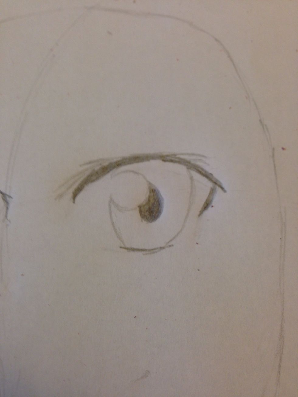 Begin drawing his pupil \u2022make sure his pupil is dark!