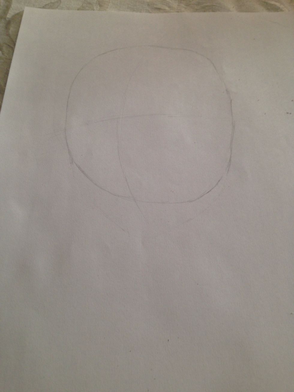 Begin drawing lines that will help you know where to draw your eyes and other features \u2022 Draw these lines very lightly! If you draw them darkly, they'll be hard to erase!