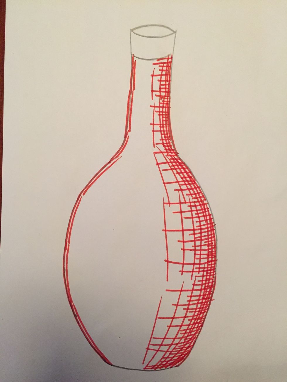 Begin drawing long curved lines on the left side. Your lines should be close together.