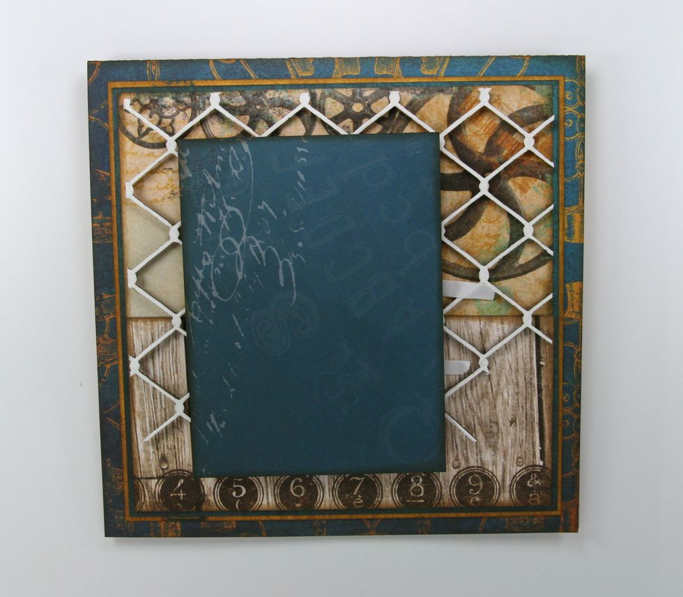 Begin focal point with rectangle cut at 3 x 4 1/4 inch. Adhere to base.