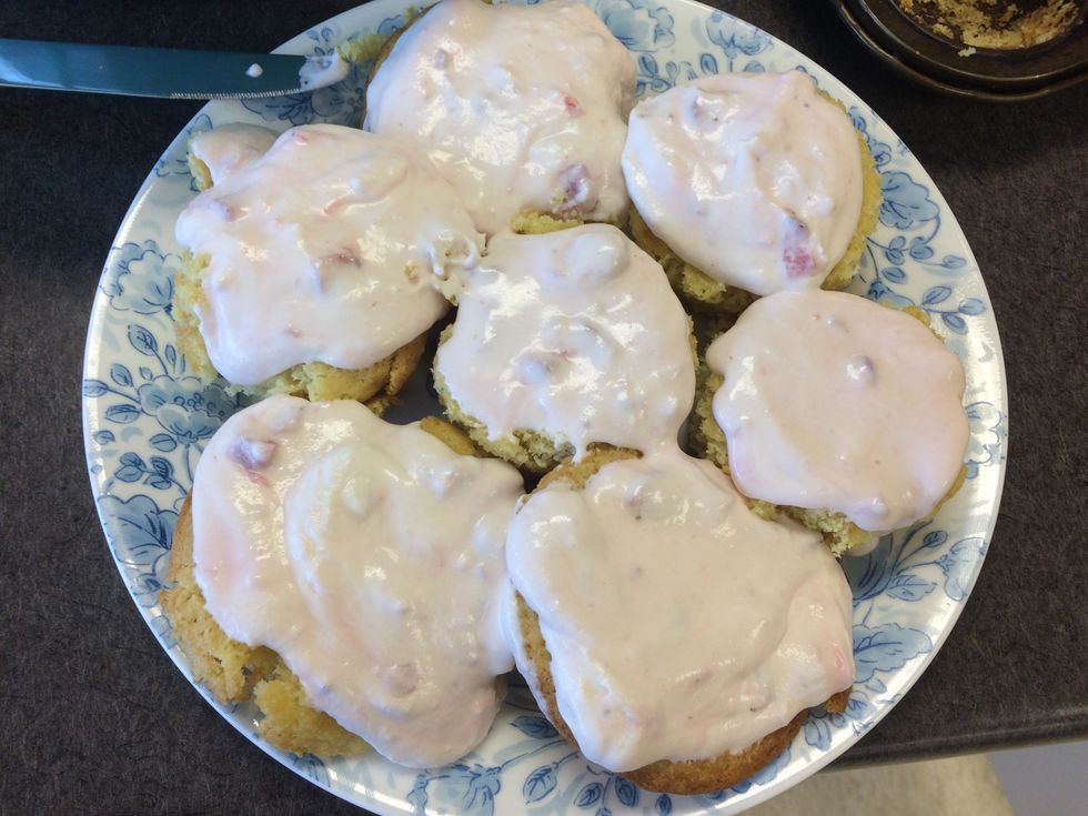 Begin frosting until the tops are covered