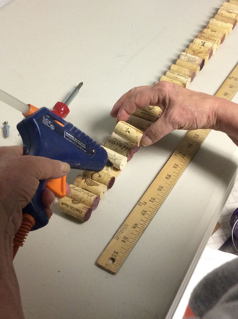 Begin gluing, one by one.