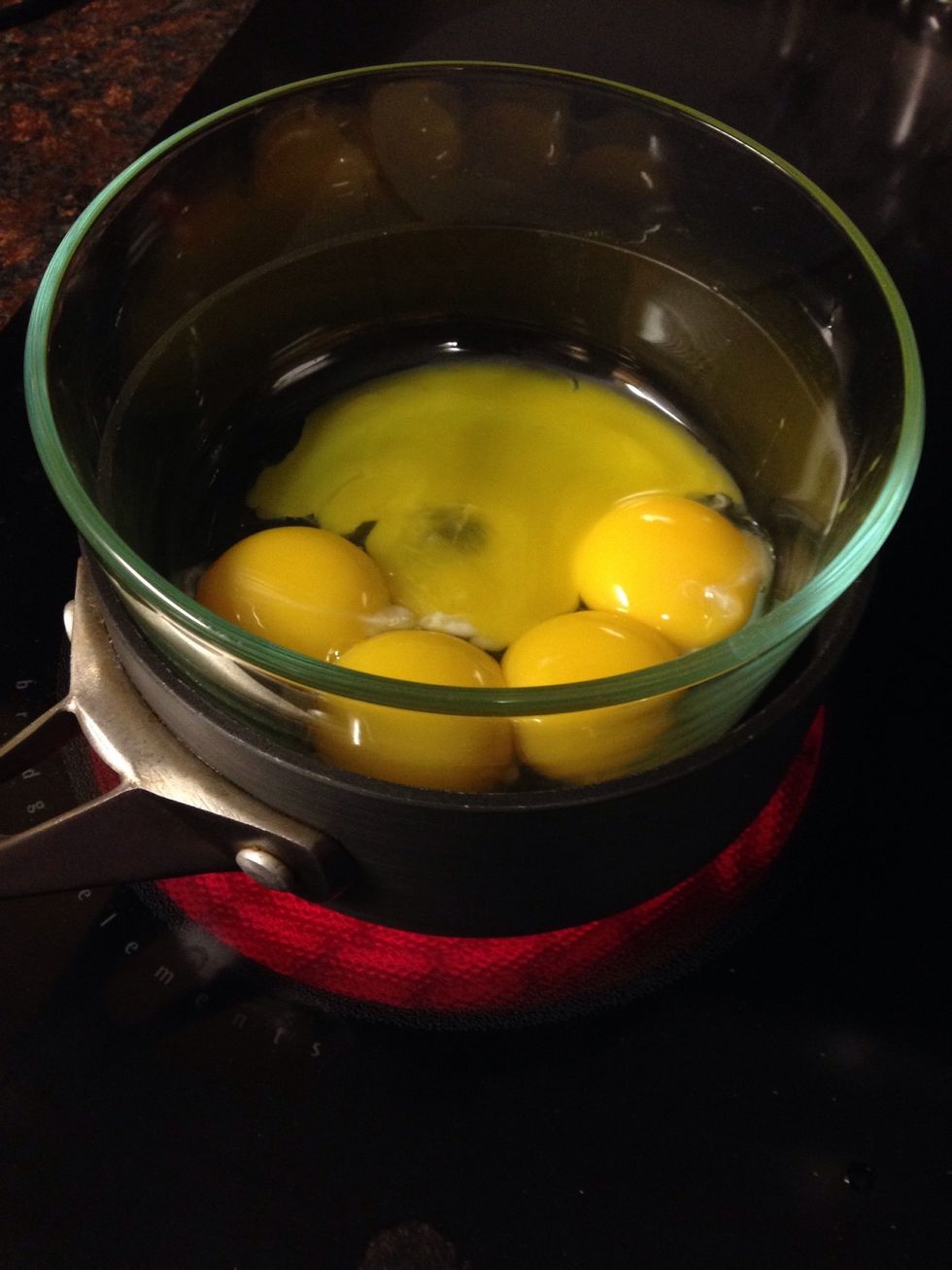 Begin on a double boiler