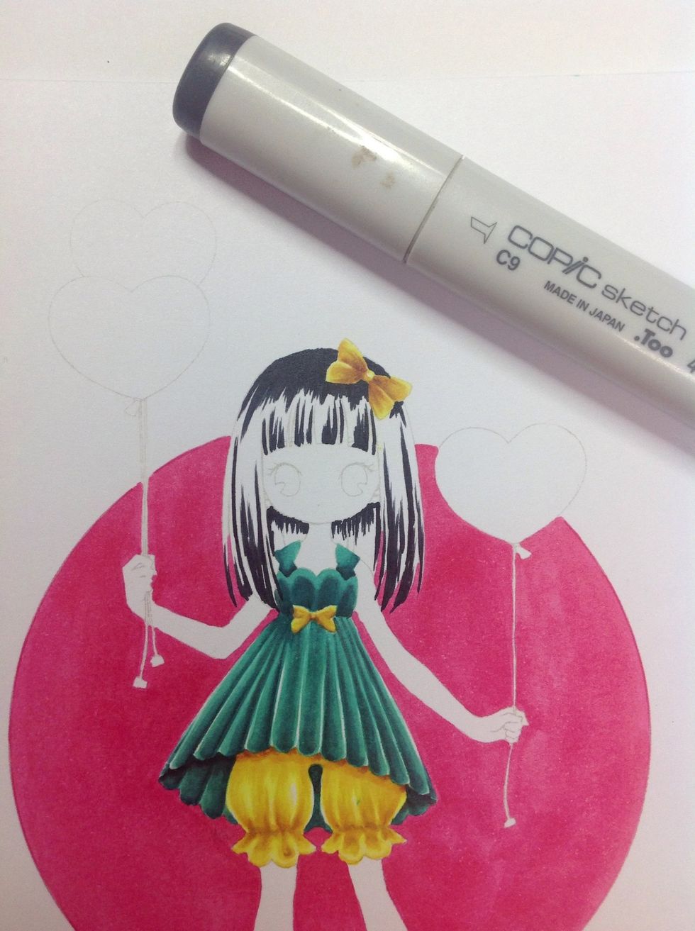 Begin sapping the hair with the darkest shade.