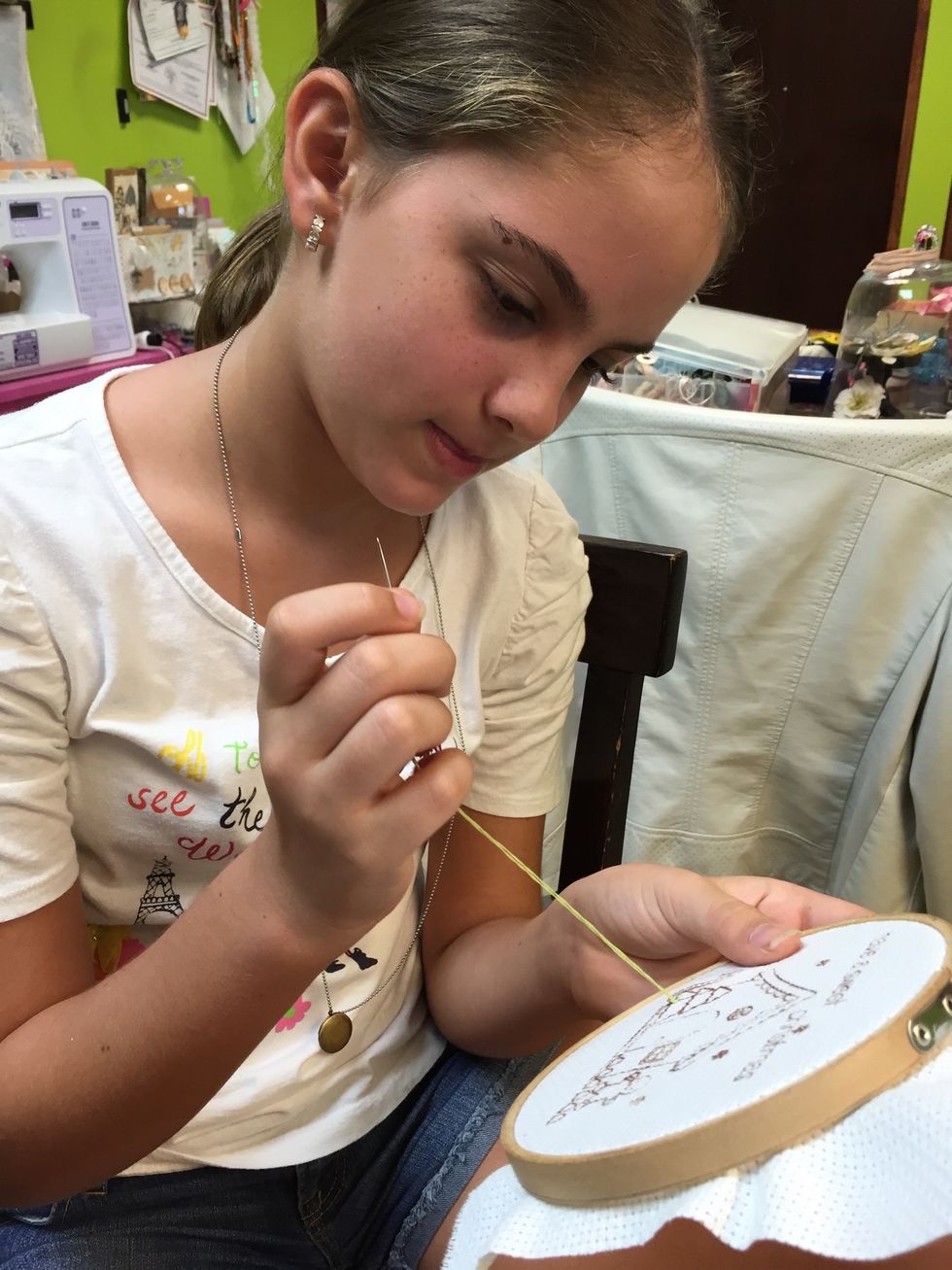 Begin the cross stitching!