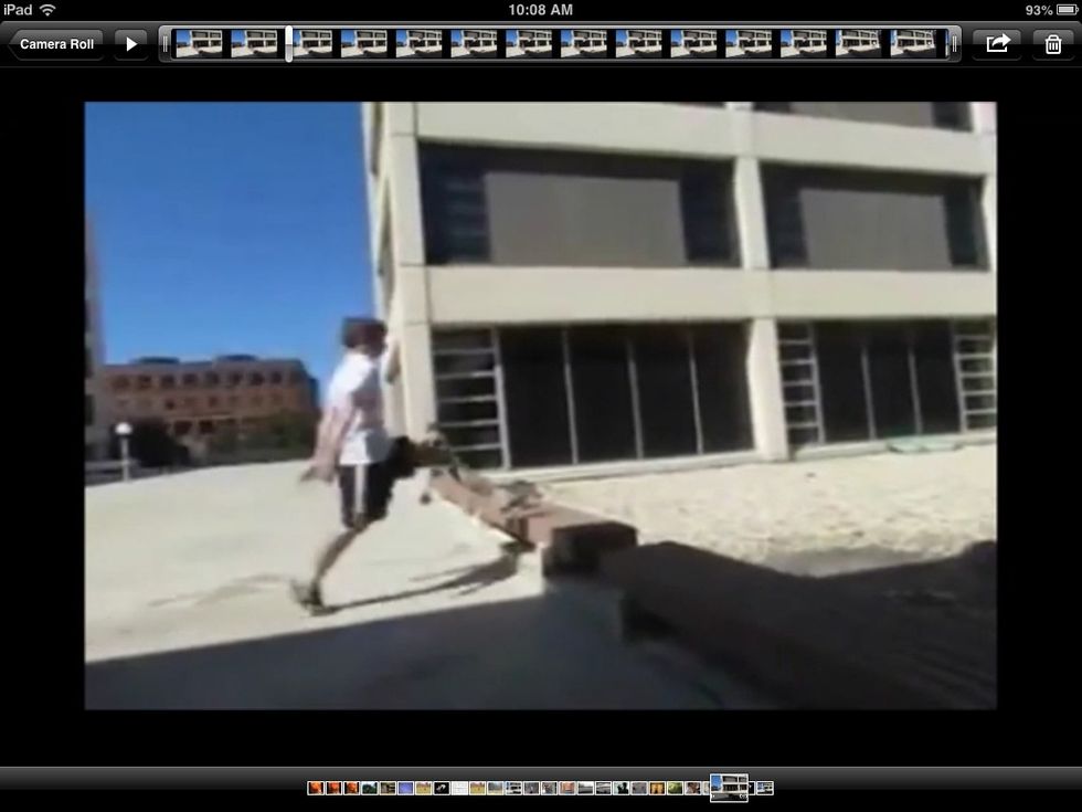 Begin with a jogging start. Reach out with your WEAK leg and plant it firmly into the ground in front of you; This is the block and the foundation of your height and control. Make sure you can do this