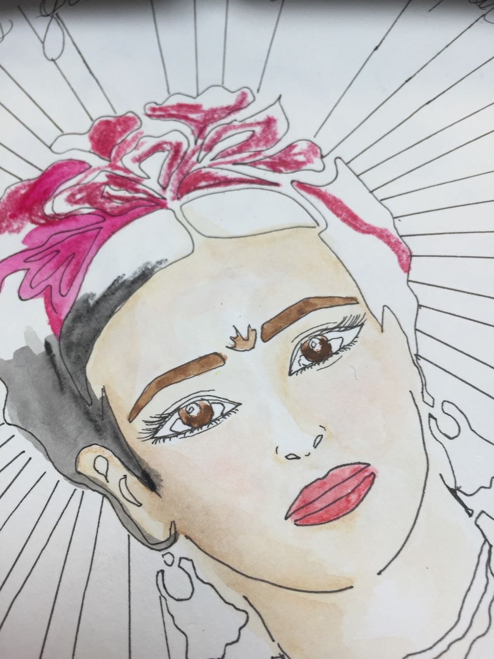 Begin working on the hair and flowers
