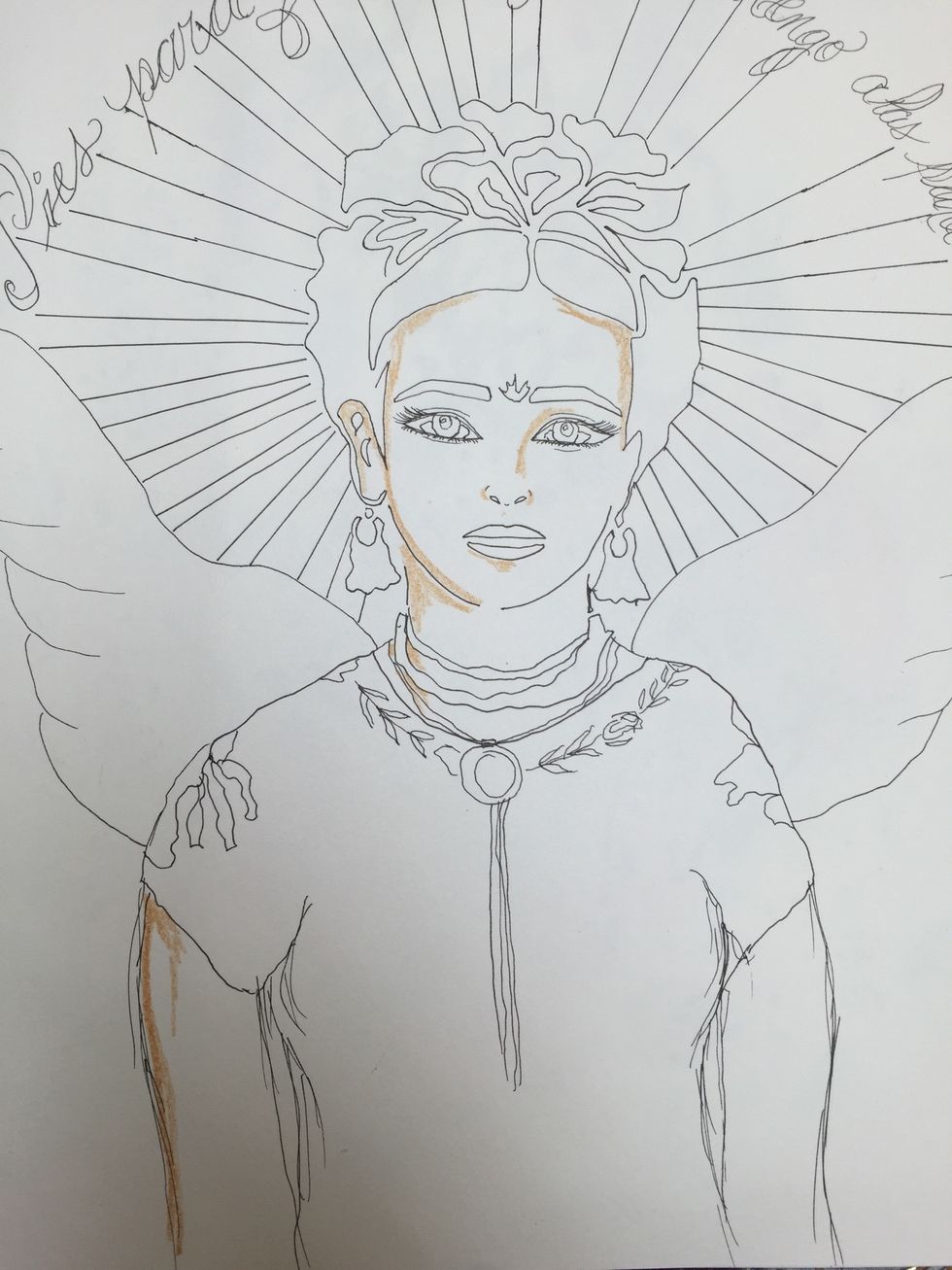Begin your skin shading. I'm using watercolor soluble pencils