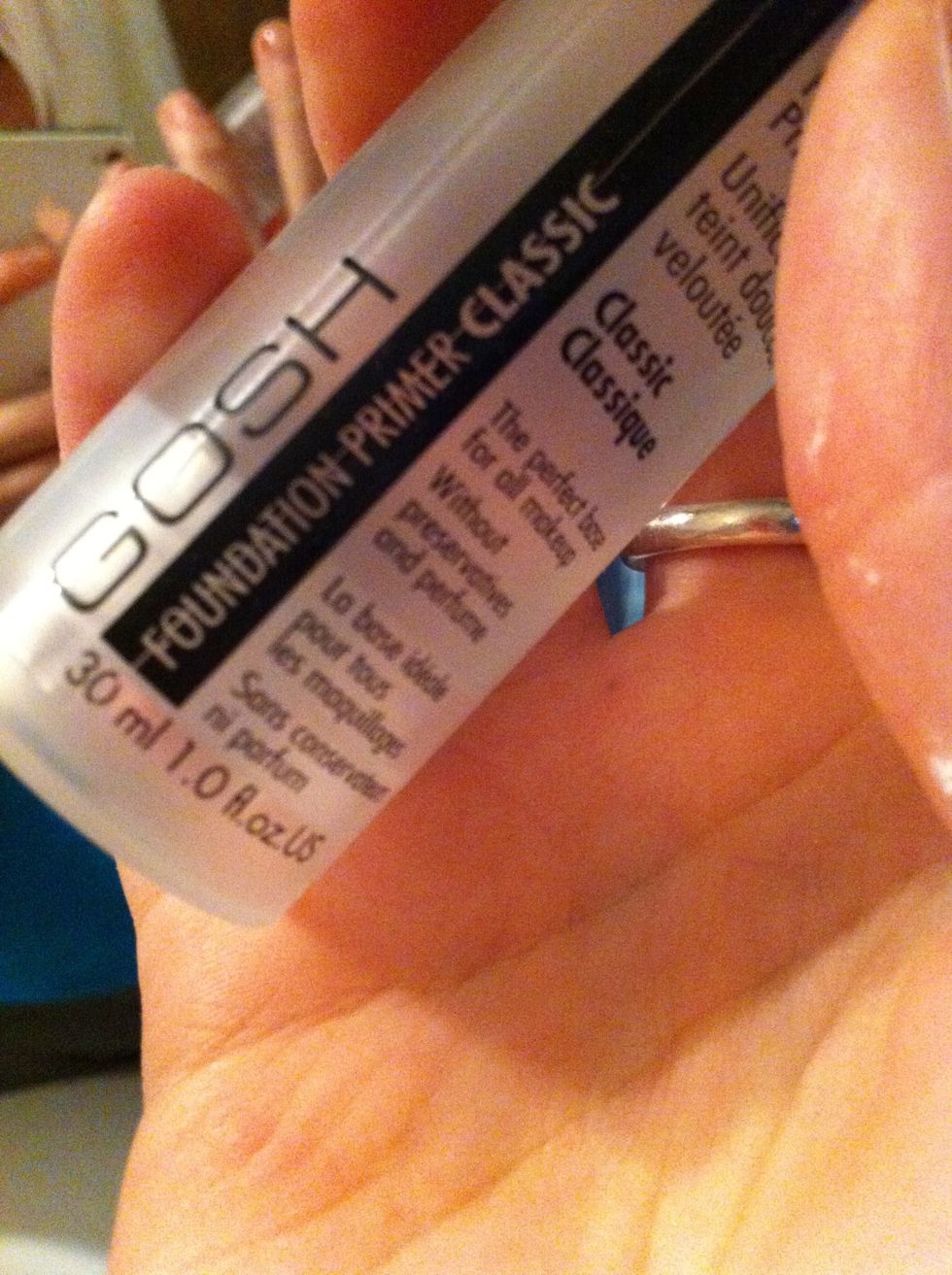 Beginning with your clean, pretty, little face, apply your primer lightly - perhaps even moisturizer (all over since you're likely doing your entire face). Honestly primer is totally optional.
