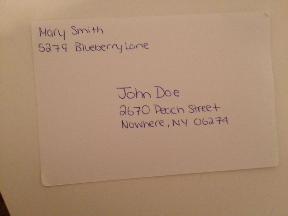 Below the name, write the address.