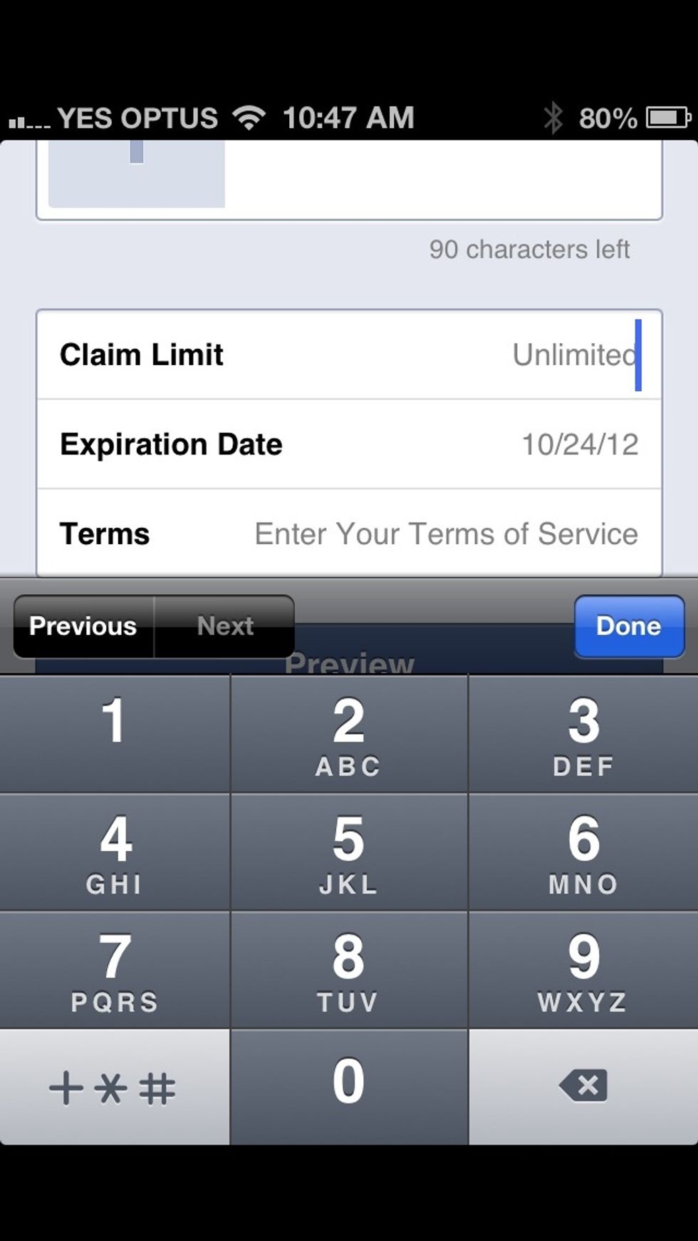 Below the offer you'll then see limit, expiry date and terms and conditions.