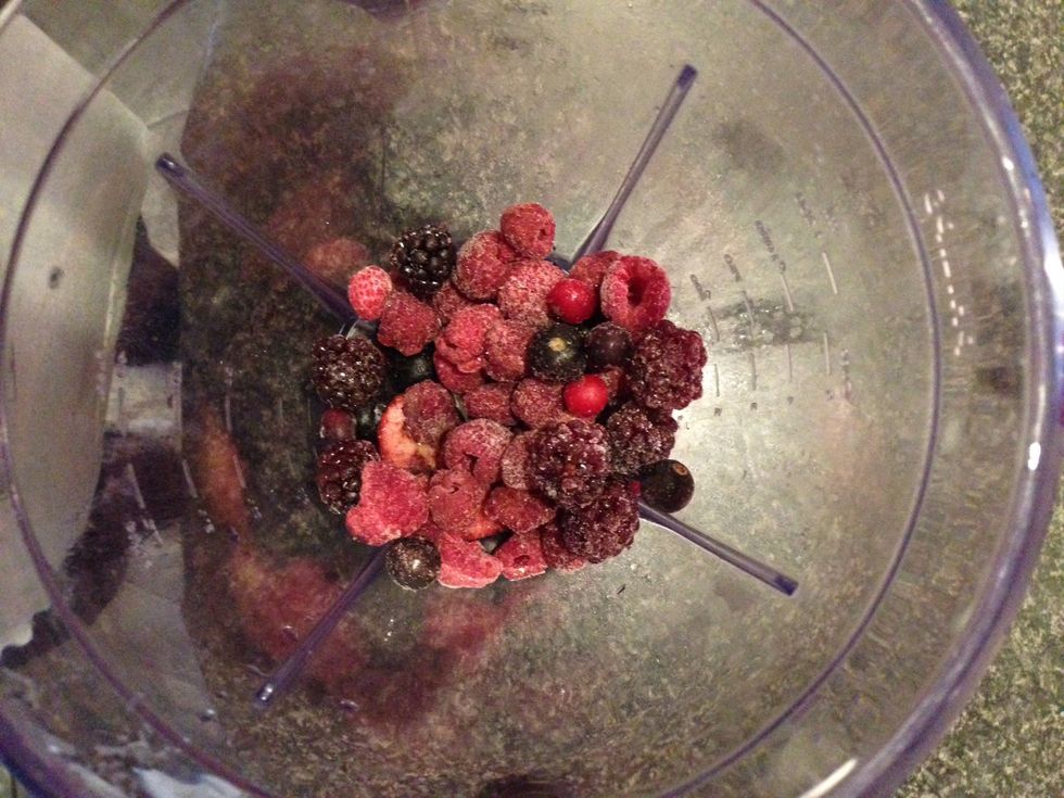 Berries into the blender...
