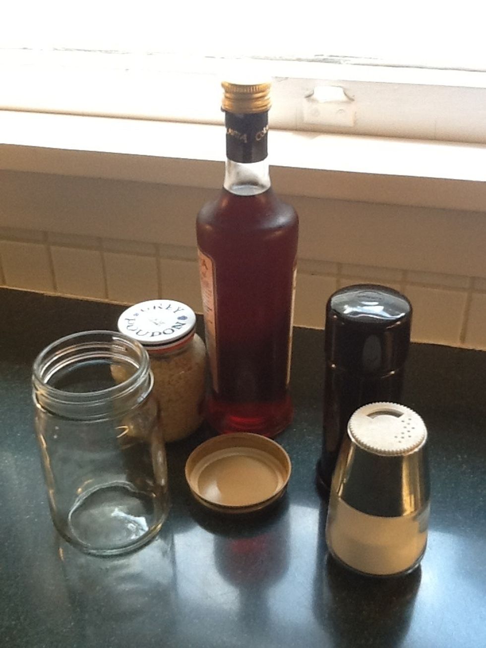 Besides ingredients you also need a jar with a right-fitting lid. Gather supplies.