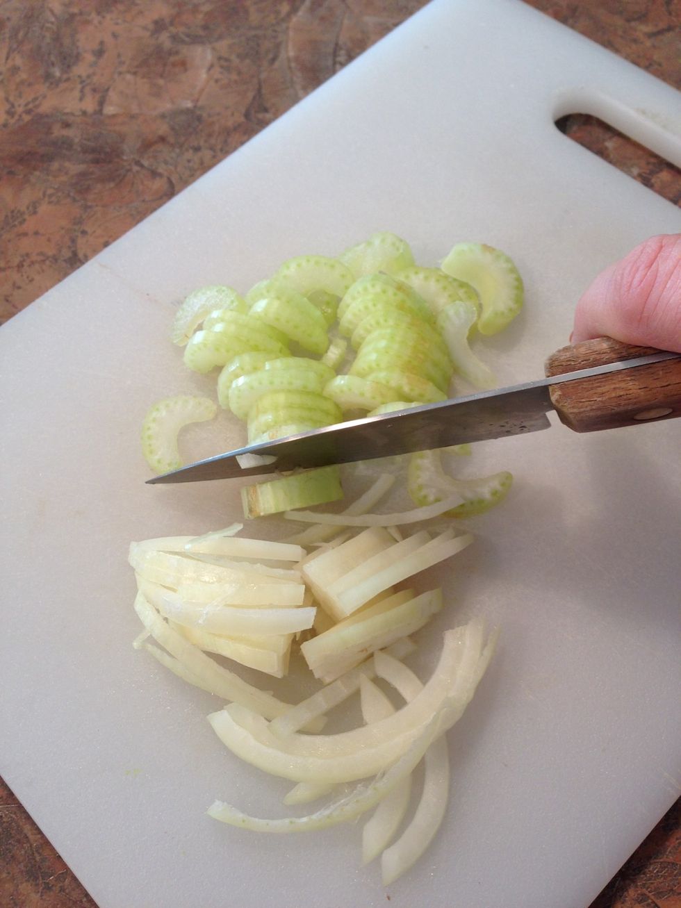 Besides the onion & celery that was fried with the ground beef, I decided to slice up a little extra to mix in for more texture.