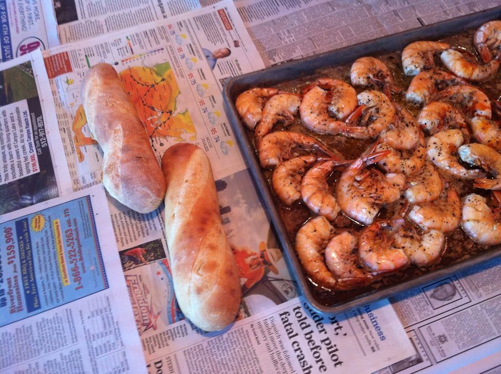 Best served on a table covered in newspaper for easy clean up. Fresh baguettes for sopping are a must!