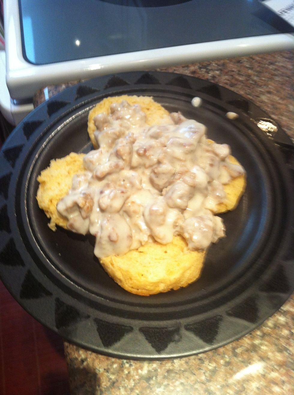 Bestow some gravy upon them, then salt and pepper to taste.