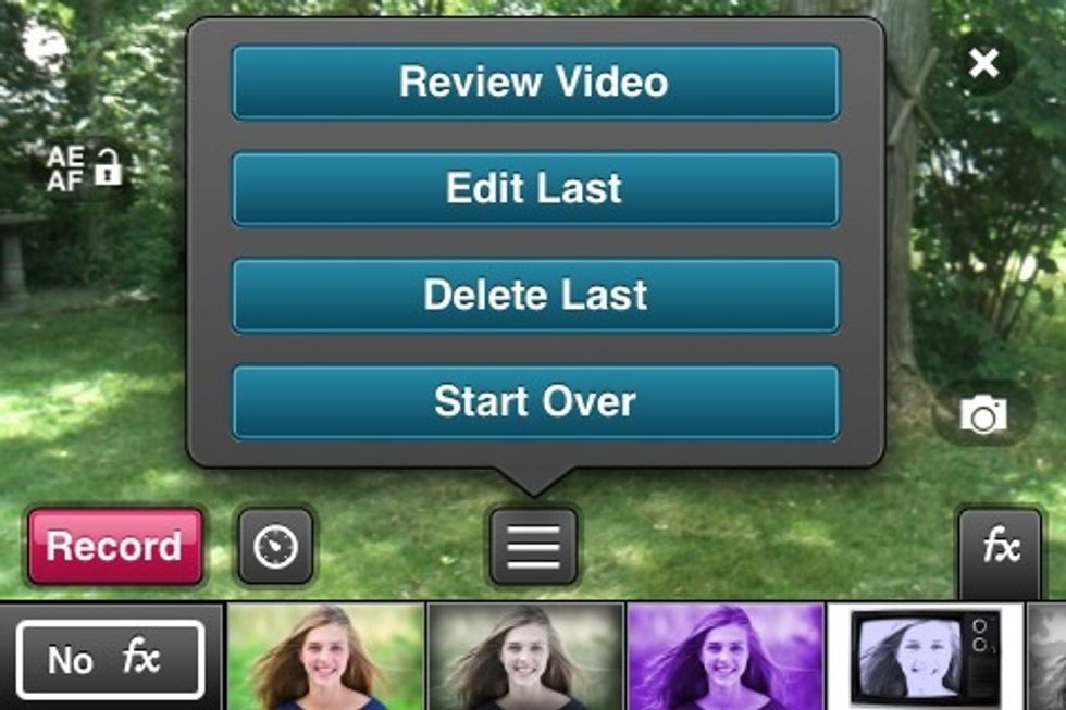 Between each clip you record you'll be presented with this menu. They're pretty self explanatory. If you don't need to use any of these options just close it. .