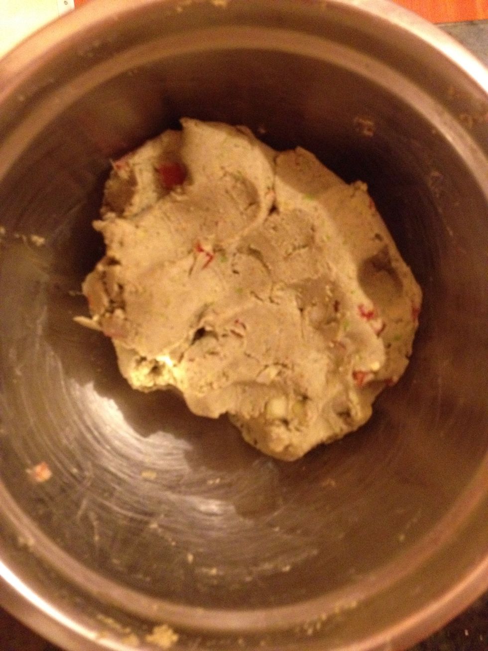 Bind all together u mit need some etc water but depends on da consistency of your paste. The dough should look like in the pic not too hard not to soft.