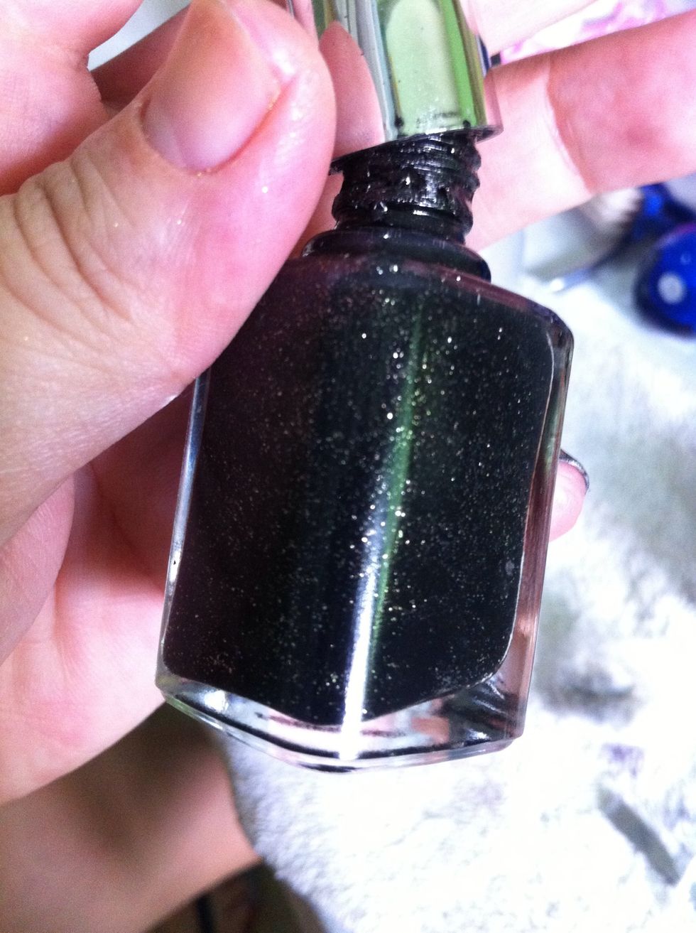 Black glittery nail polish