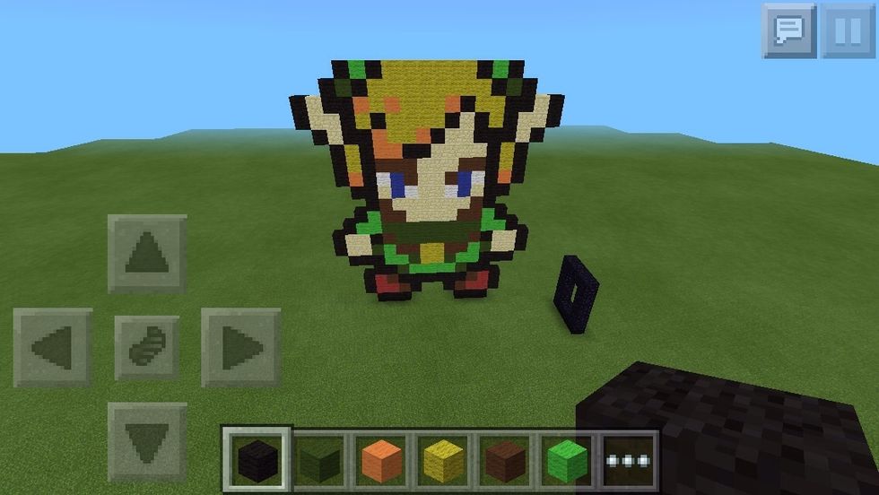 Black, light green, six yellows, black, light green, black.