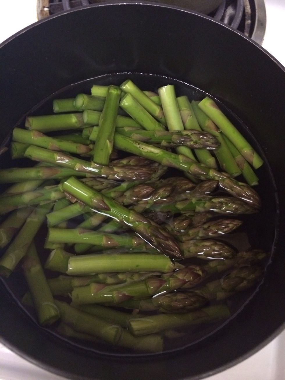 Blanch the asparagus not too soft