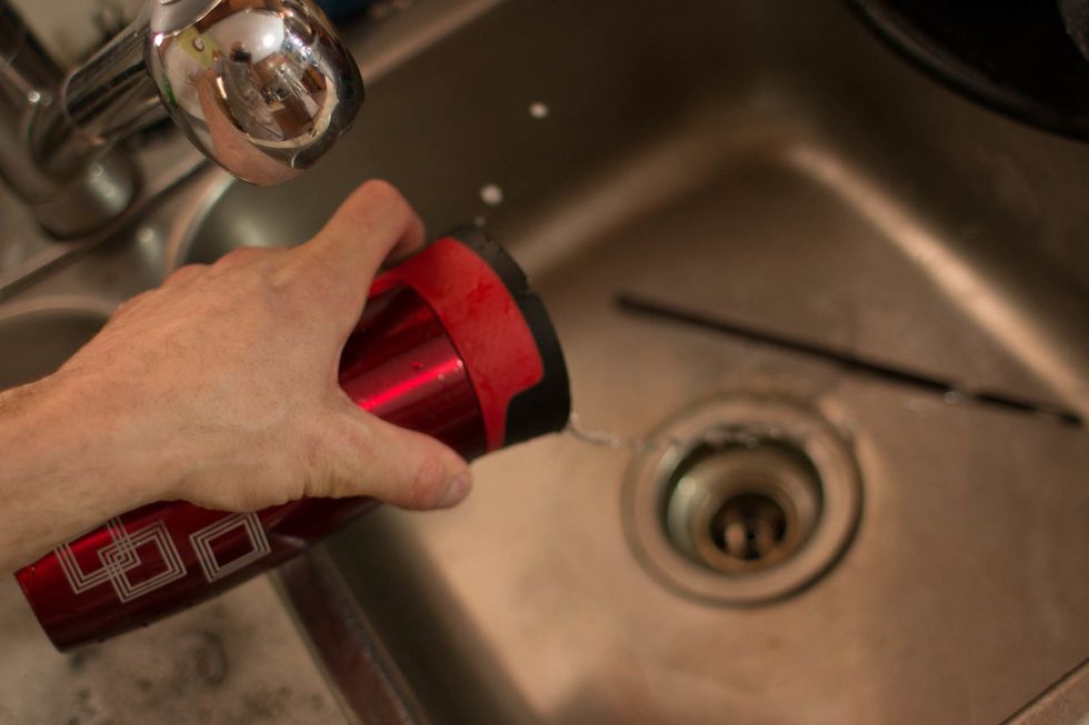 Blast it again.. I usually do the water rinse step 2 or 3 times because I am a huge weenie when it comes to soap residue in my coffee. eeeew.