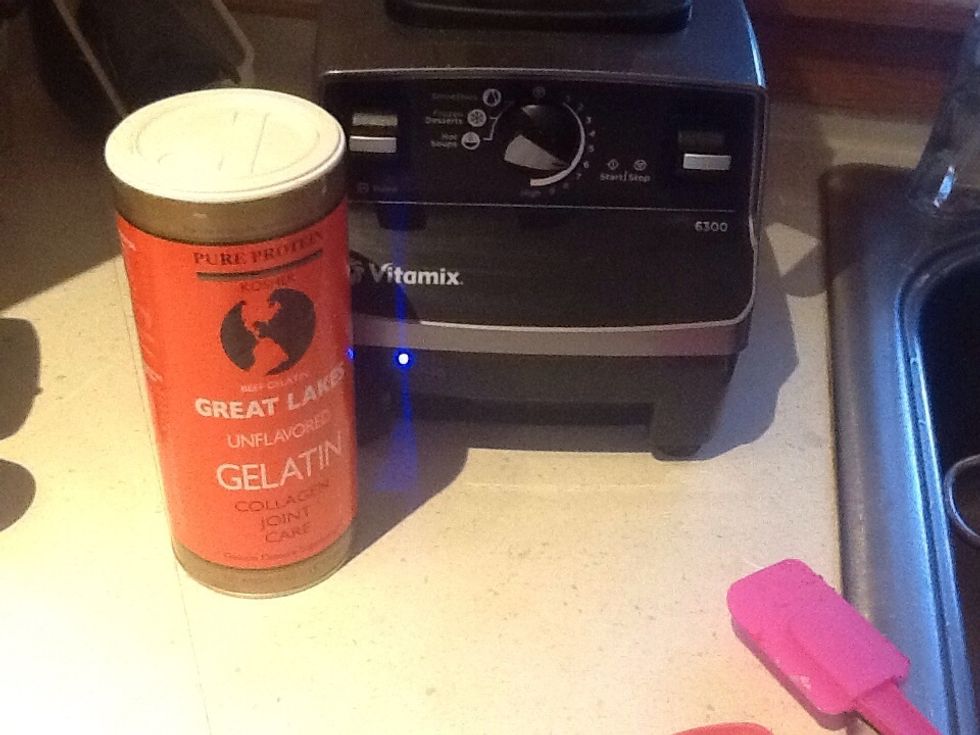 Blend, add 4 Tablespoons Great Lakes Gelatin while blending.