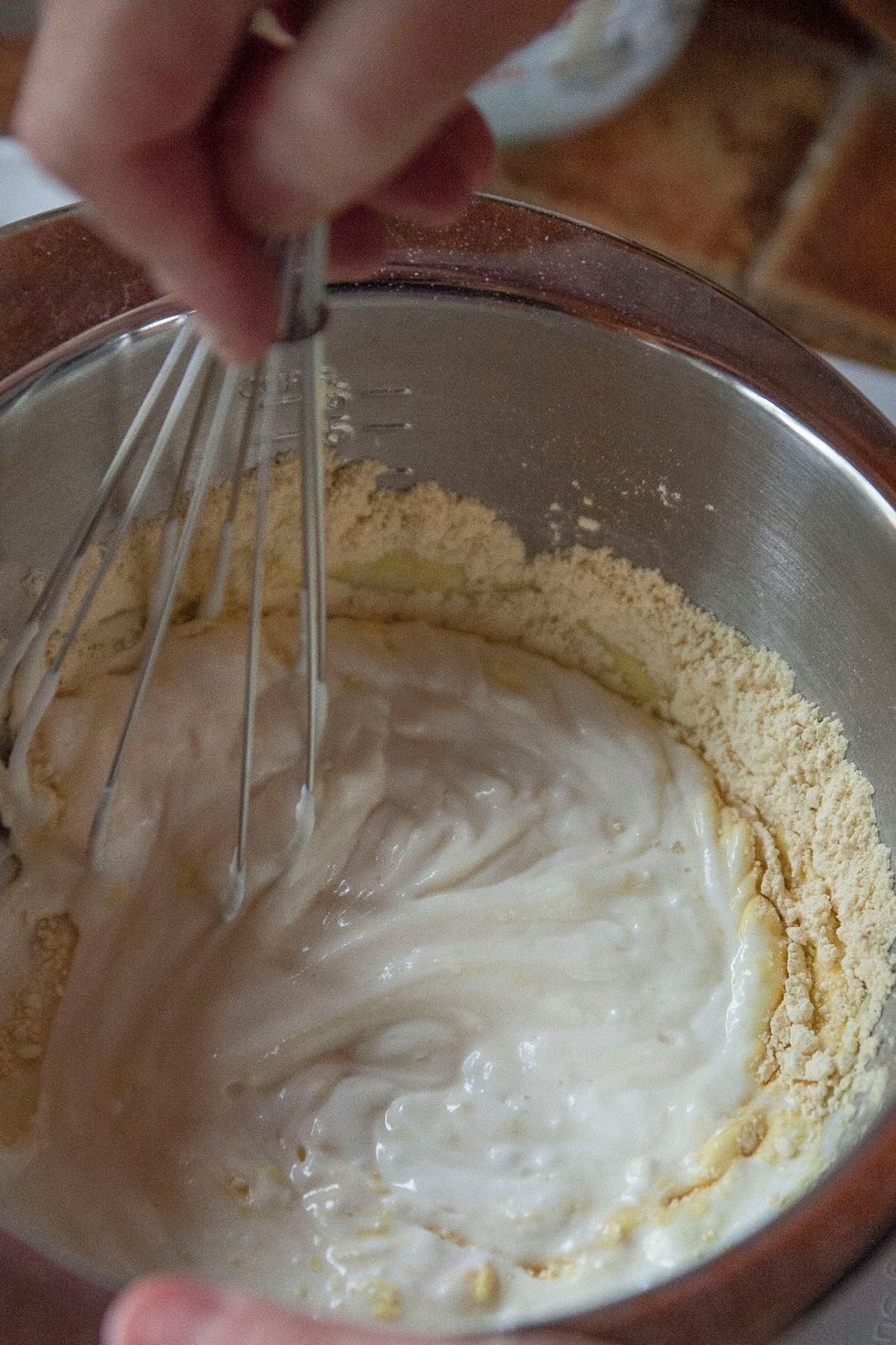 Blend everything together into a smooth batter.