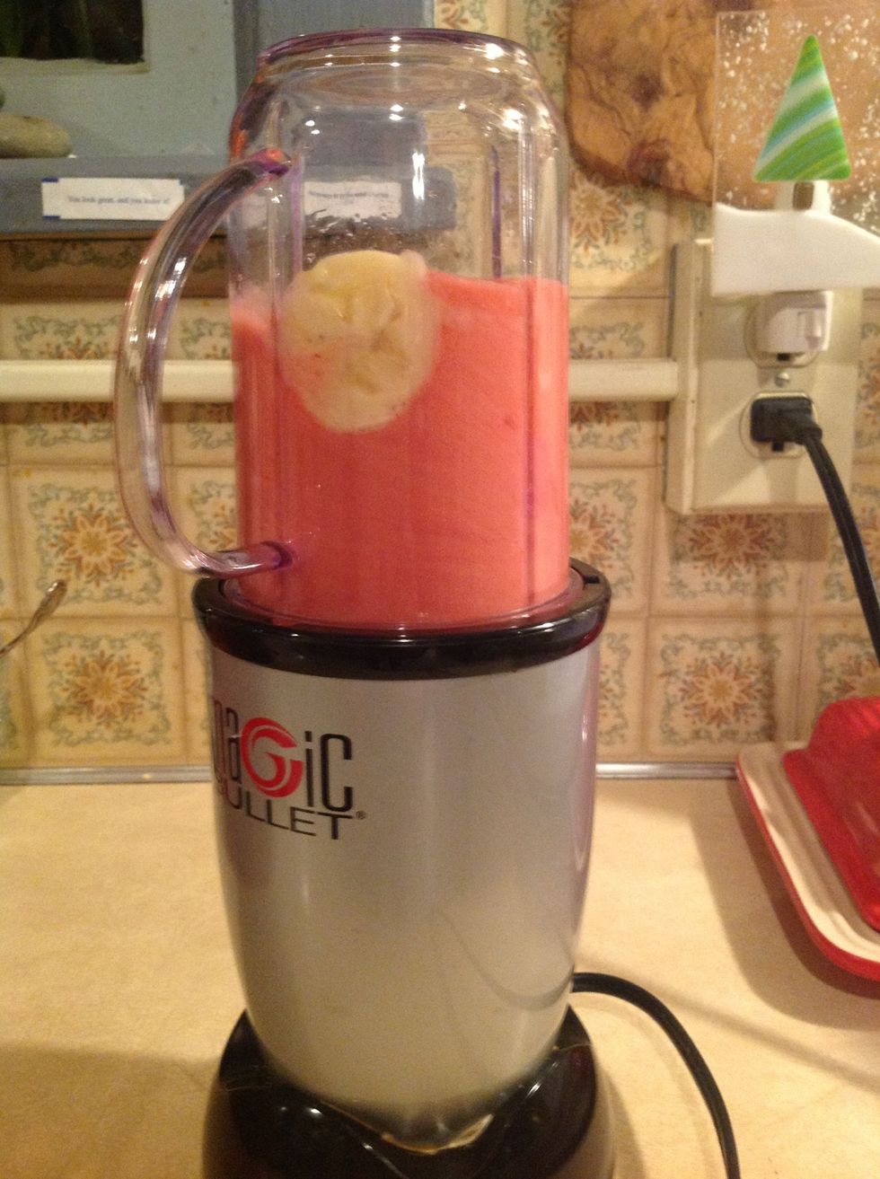 Blend for 10 seconds to condense the fruit space taken up.