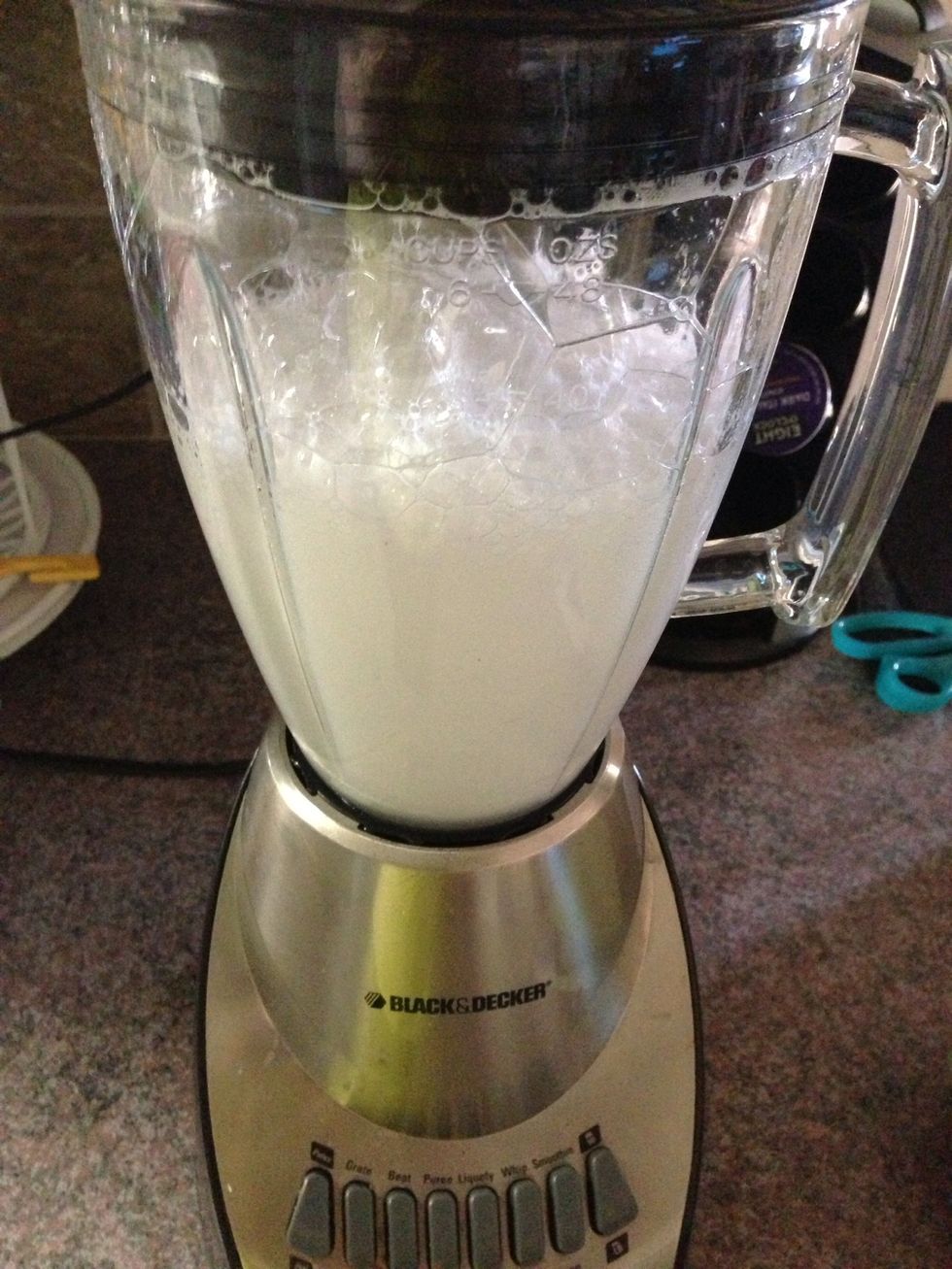 Blend for about 15 seconds. Just keep an eye on the bubbles because it will overflow with little warning. It's very important to keep the water between 1/4 and 1/3, otherwise it can overflow easier.