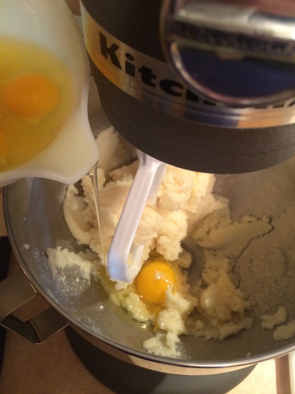 Blend in eggs one at a time until all eggs are incorporated.