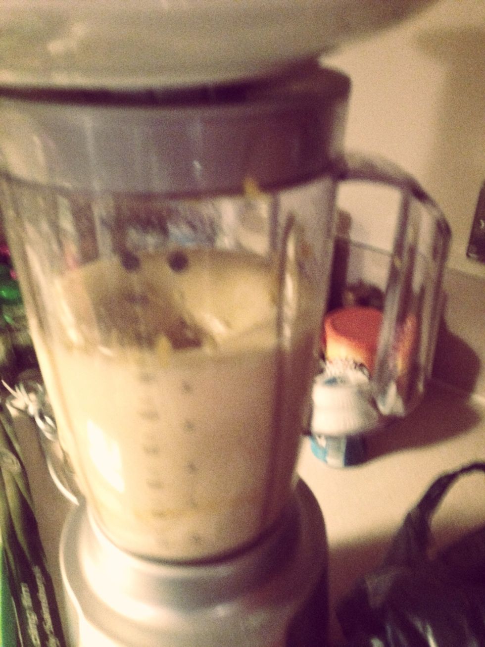 Blend it all together before adding 2 1/2 cups of self-raising flour