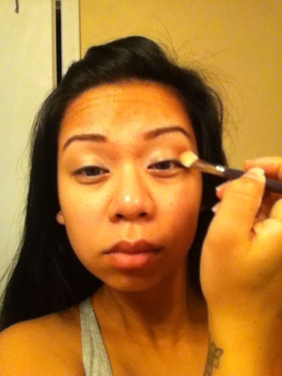 Blend it in with a brush or your fingers