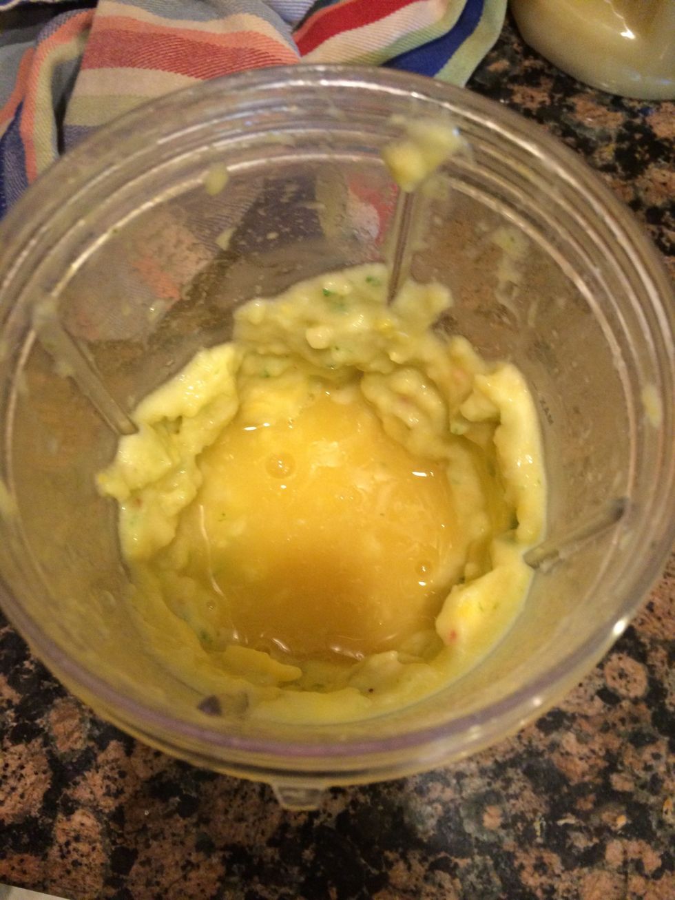 Blend. It was chunky, so I added more juice.