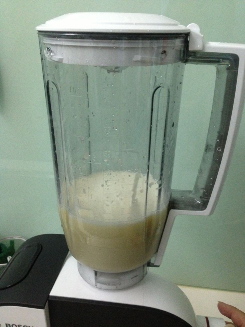 Blend lemon juice with condensed milk