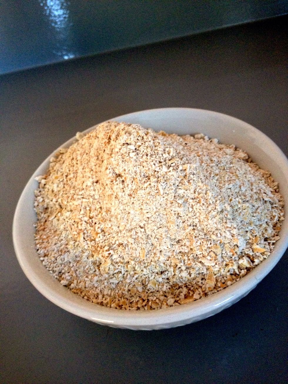 Blend oatmeal into a fine powder.