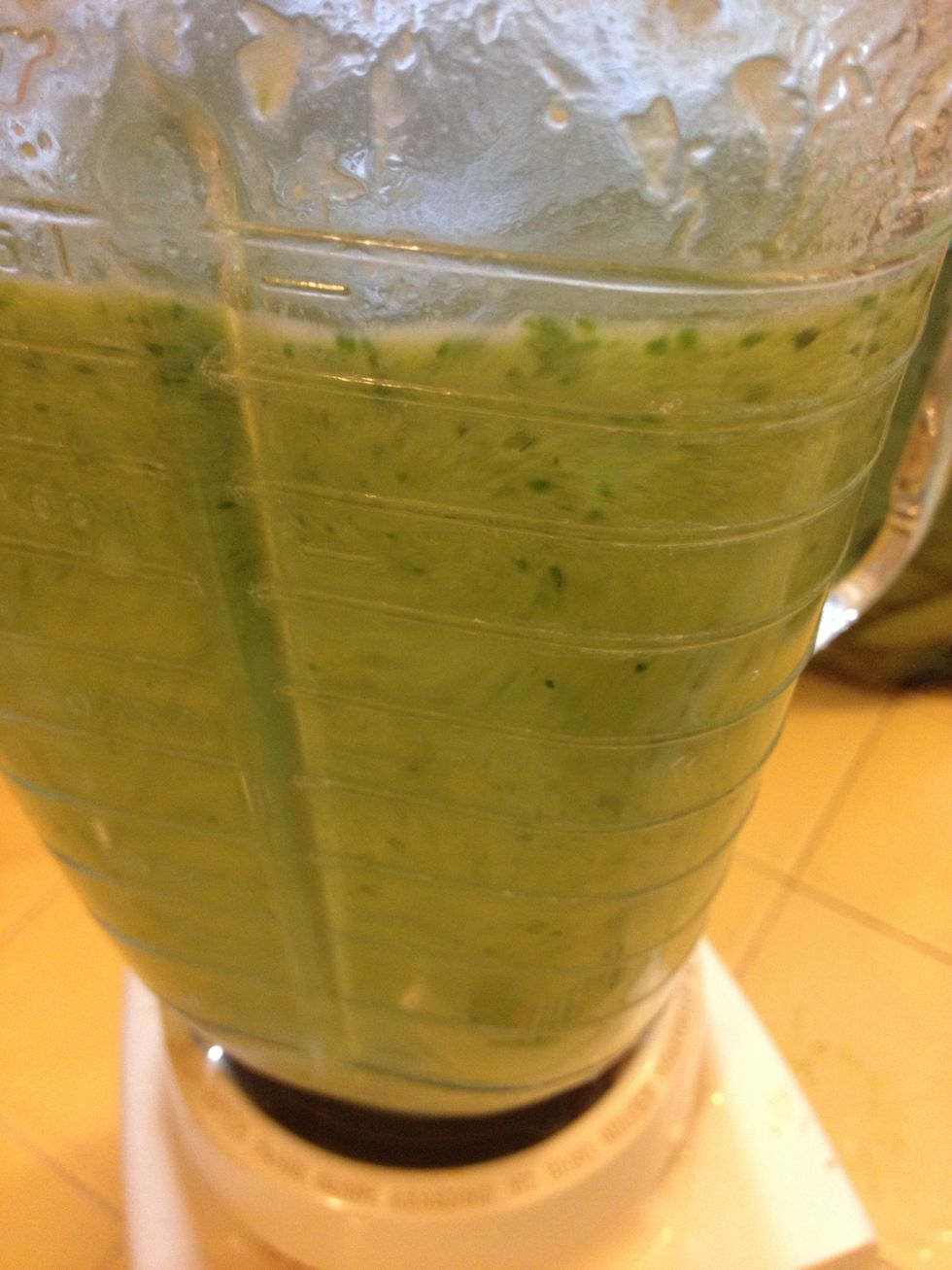 Blend on low speed first with lid covering but not tight, so there are cracks for steam. Hold it carefully so that the steam doesn't pop the lid off. Then blend on high until creamy and smooth.