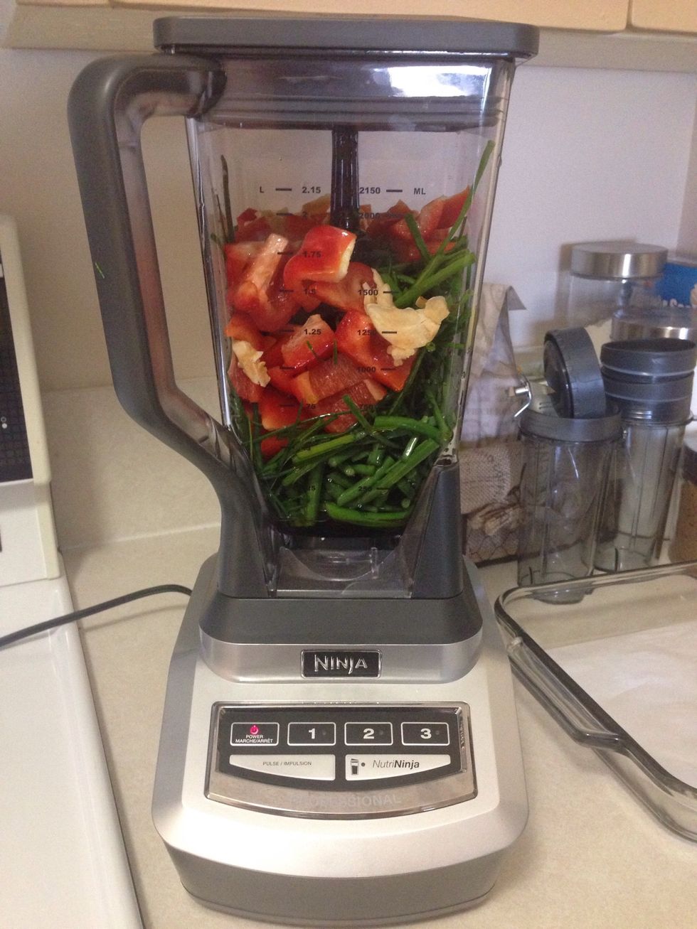 Blend on low speed to start. You may need to periodically scrape the edges to force the ingredients stuck on the sides into the mixture. Depending on your blender, it may take 1 to 3 minutes to blend.