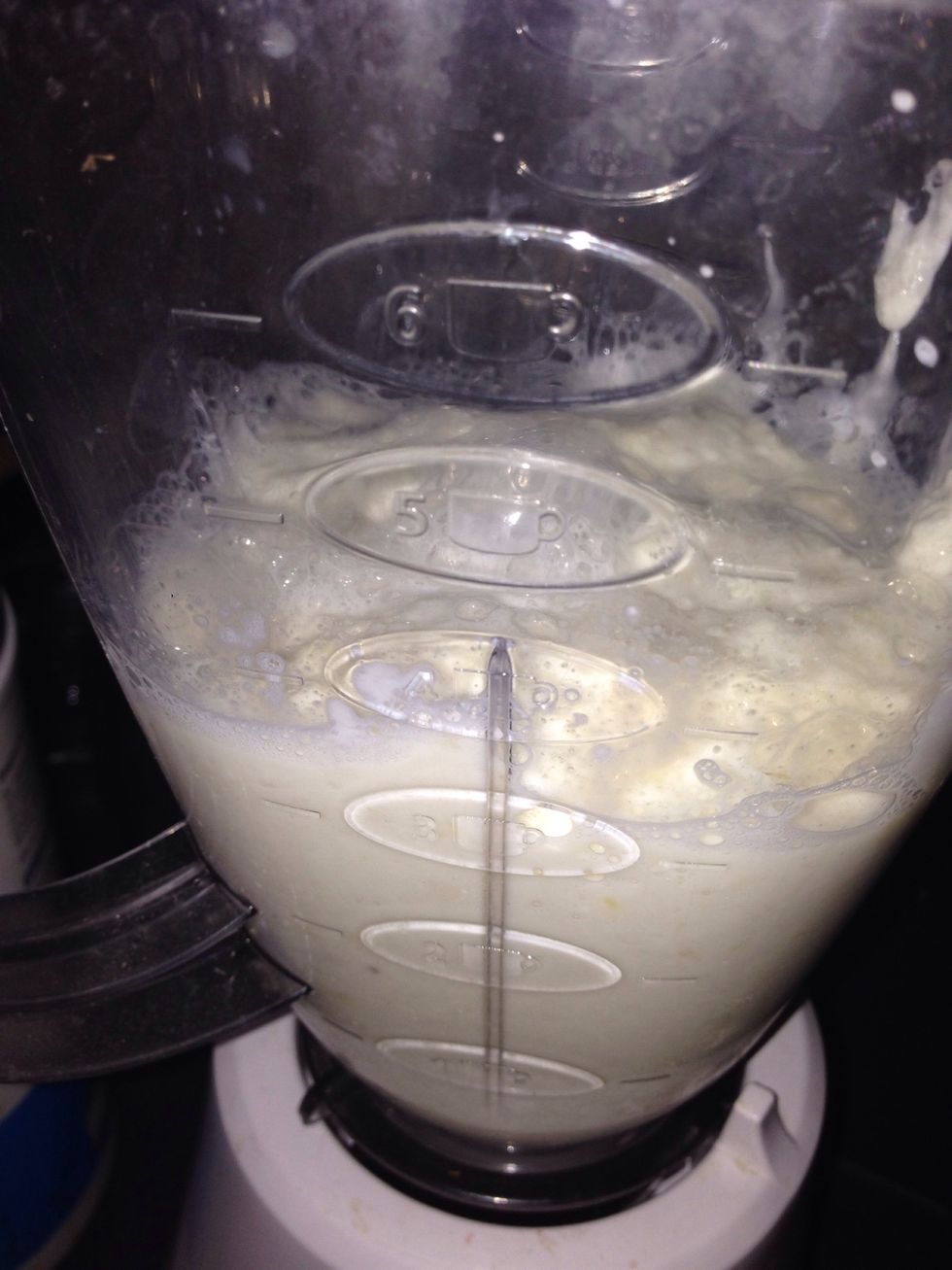 Blend that goodness together.  It may be very thick.  If so add water ( a little ) or more milk.