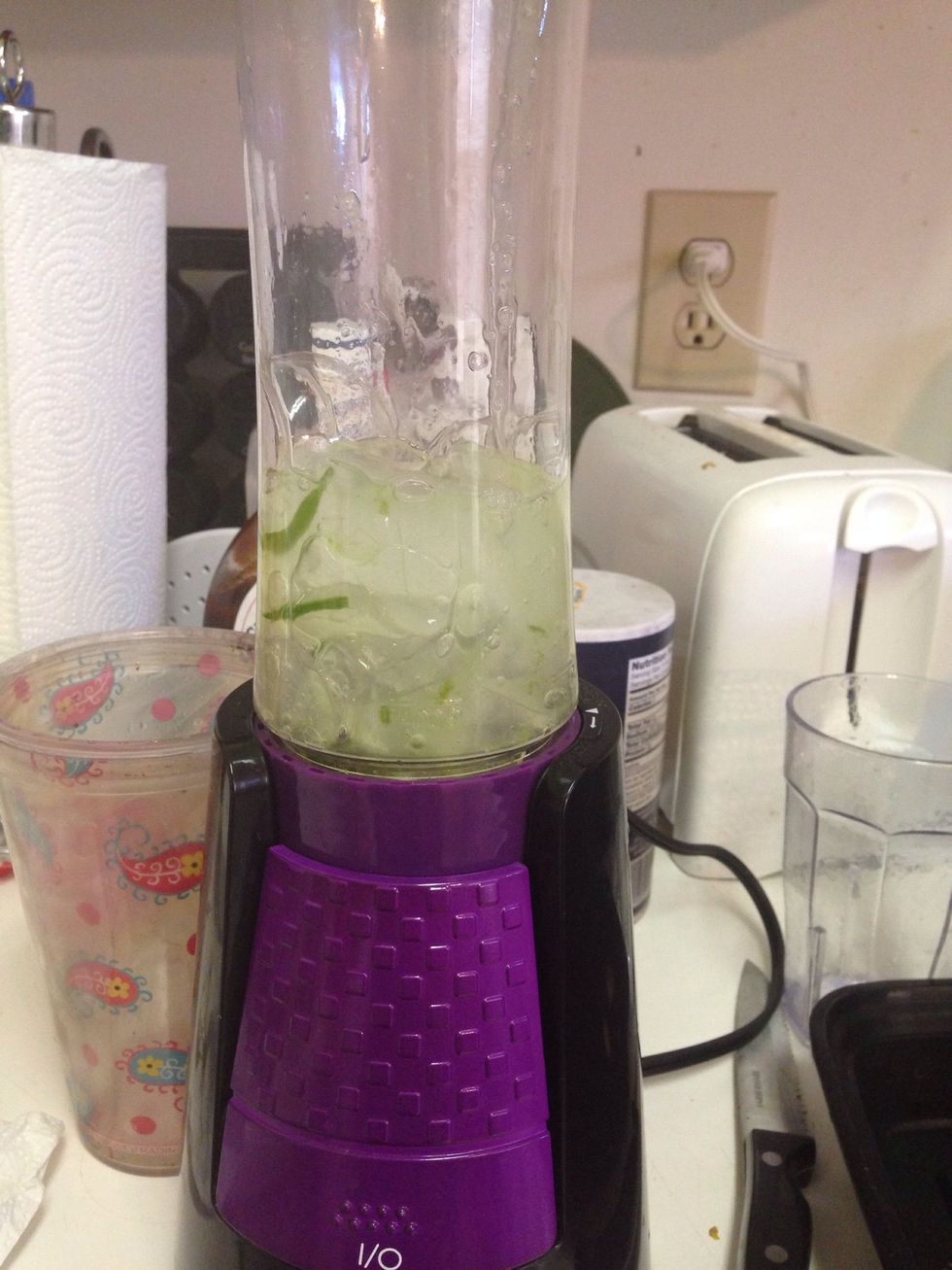 Blend the aloe meat until foamy