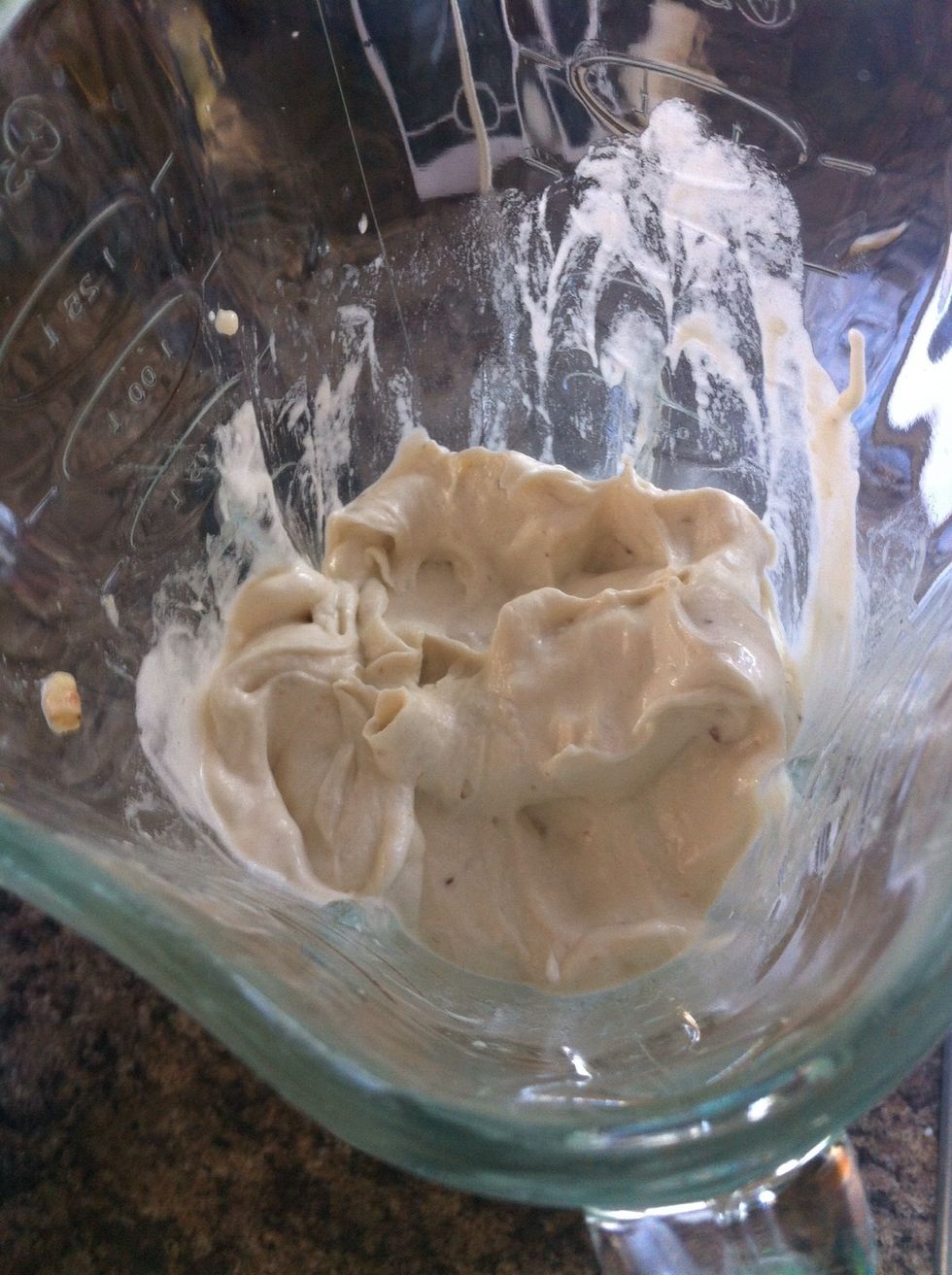 Blend the bananas until they are at a smooth texture.