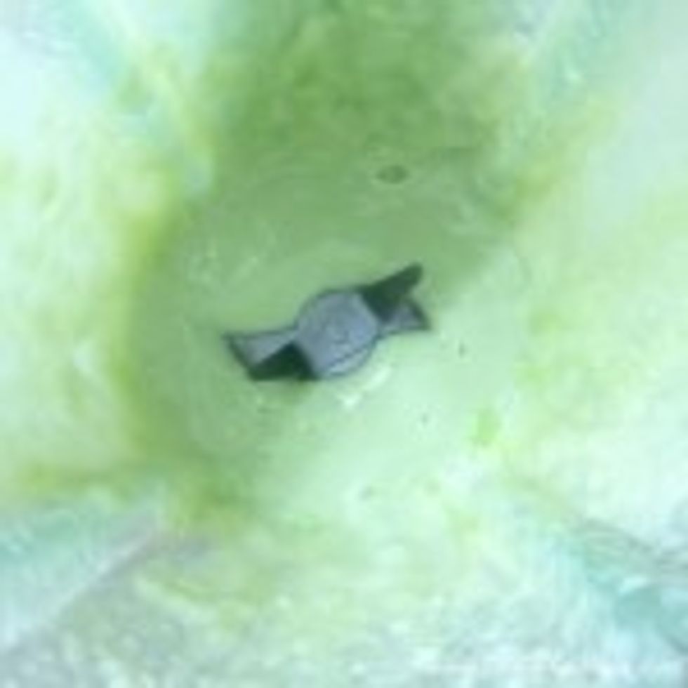 Blend the fermented rice with the pandan water.