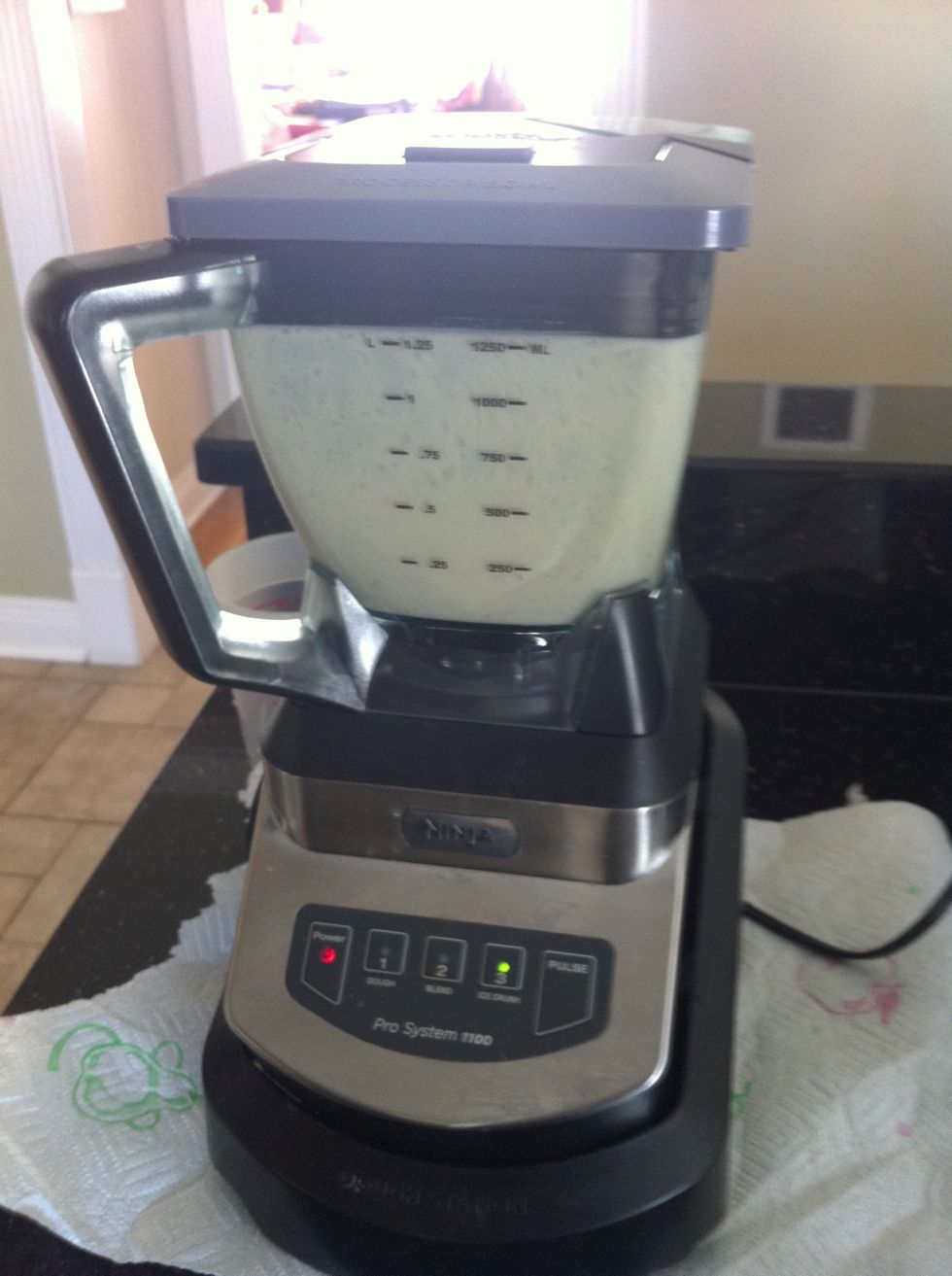 Blend the ice together with the mixture. You can add another tablespoon or so of chilled coffee if it isn't strong enough for your liking