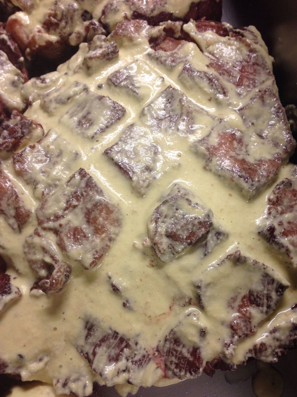 Blend the onions, celery, carrots, and ginger, this is going to be our marinate for the ribs. Spread it all over the seared ribs