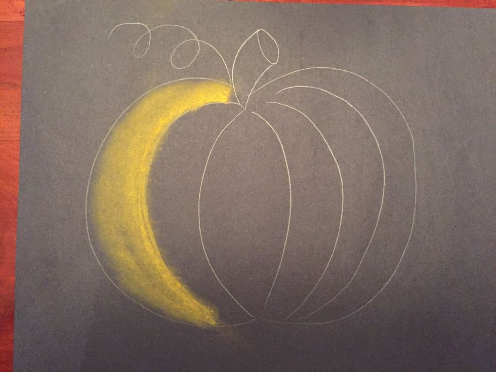 Blend the orange to the left using your tissue. Leave a little black on the left.