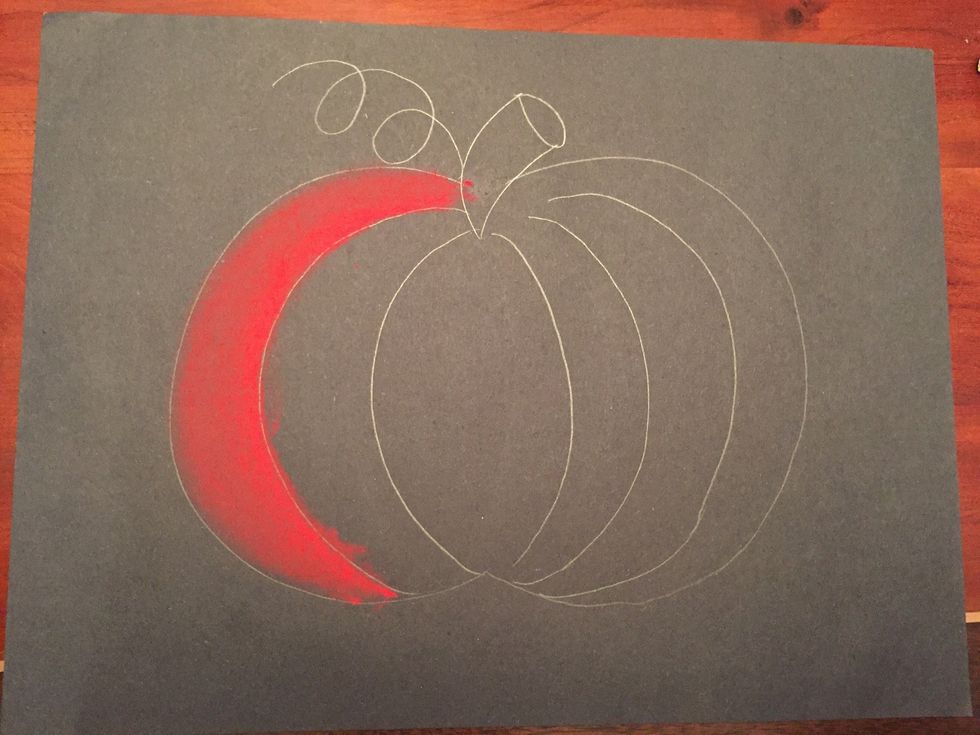 Blend the red to the left using your tissue. Leave a little black.