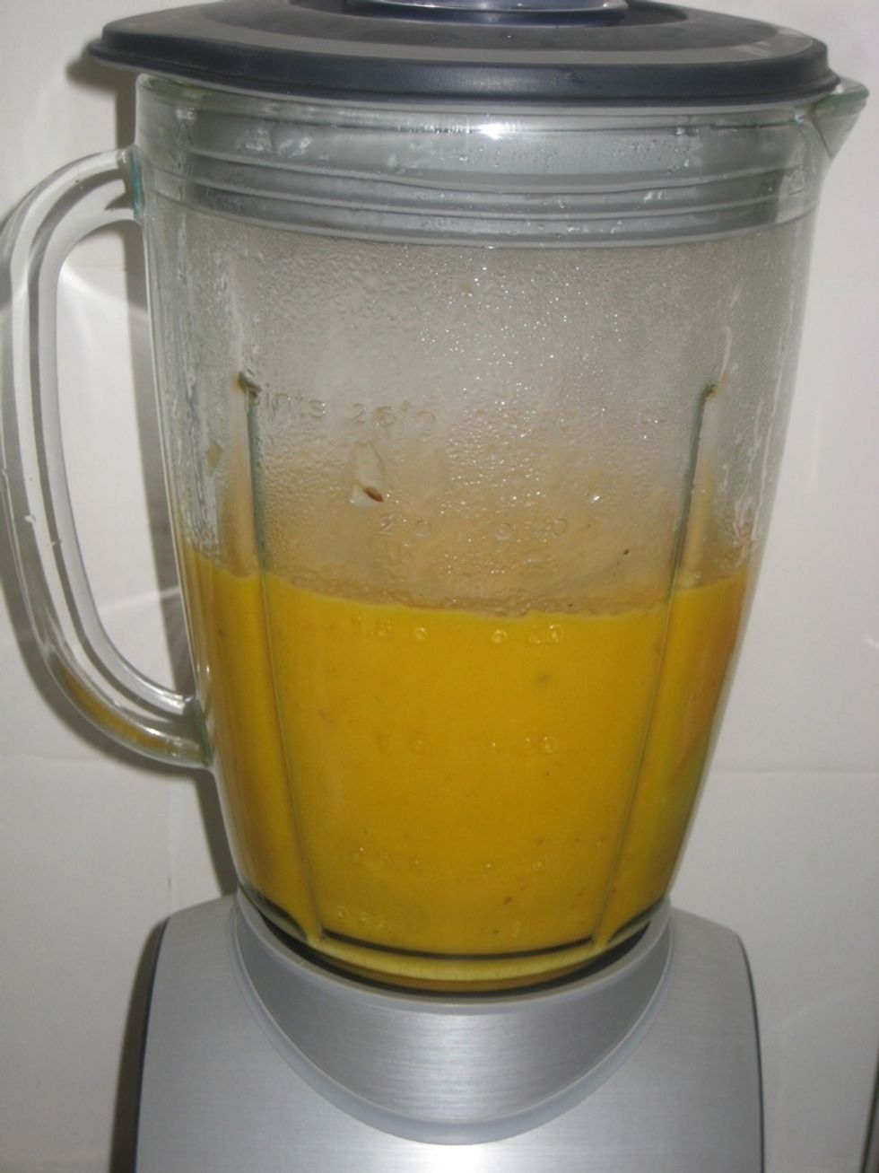 Blend the soup in batches if your blender is small until smooth. Add a little water if it's too thick.